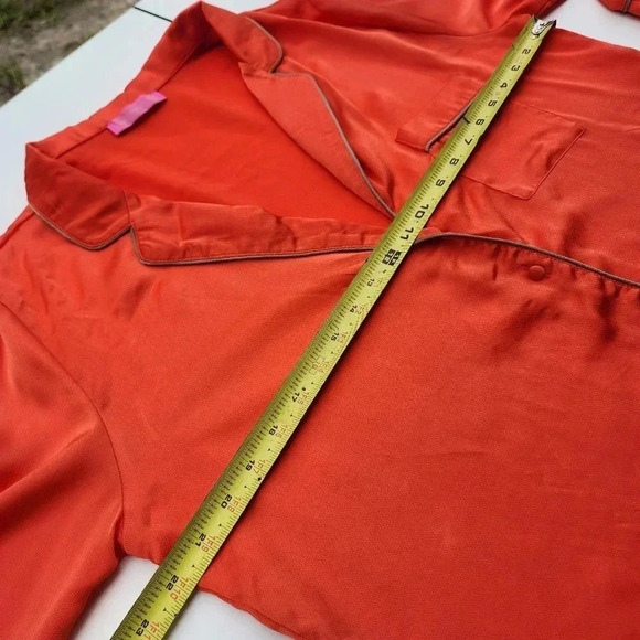 MINAA MONROE 2PC Orange Beige Button Shirt Pants Womens SET Lighweight XL - Picture 10 of 16